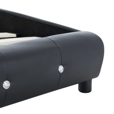 Cama con colchón viscoelástico cuero sintético negro 140x200 cm Cama con colchón viscoelástico cuero sintético negro 140x200 cm