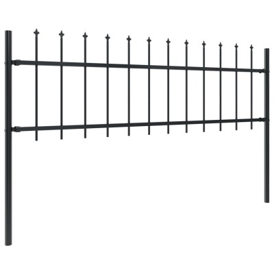 Valla de jardín con puntas de lanza acero negro 6,8x0,6 m