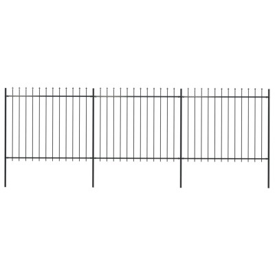 Valla de jardín con puntas de lanza acero negro 5,1x1,5 m Valla de jardín con puntas de lanza acero negro 5,1x1,5 m