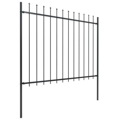 Valla de jardín con puntas de lanza acero negro 5,1x1,5 m Valla de jardín con puntas de lanza acero negro 5,1x1,5 m