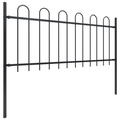 Valla de jardín con puntas de aro acero negro 10,2x0,8 m Valla de jardín con puntas de aro acero negro 10,2x0,8 m