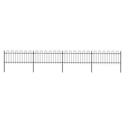 Valla de jardín con puntas de aro acero negro 6,8x0,8 m Valla de jardín con puntas de aro acero negro 6,8x0,8 m
