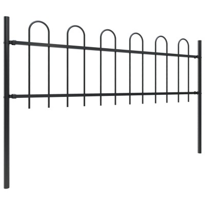 Valla de jardín con puntas de aro acero negro 11,9x0,6 m Valla de jardín con puntas de aro acero negro 11,9x0,6 m