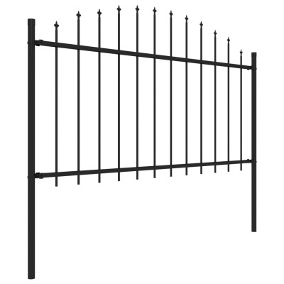 Valla de jardín con puntas de lanza acero negro (1,25-1,5)x8,5m Valla de jardín con puntas de lanza acero negro (1,25-1,5)x8,5m