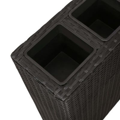 Jardinera alta con 4 macetas 2 uds ratán sintético negro Jardinera alta con 4 macetas 2 uds ratán sintético negro
