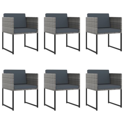Set de comedor para jardín 11 pzas cojines ratán sintético gris Set de comedor para jardín 11 pzas cojines ratán sintético gris