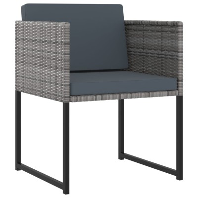 Set de comedor para jardín 11 pzas cojines ratán sintético gris Set de comedor para jardín 11 pzas cojines ratán sintético gris