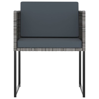 Set de comedor para jardín 11 pzas cojines ratán sintético gris Set de comedor para jardín 11 pzas cojines ratán sintético gris