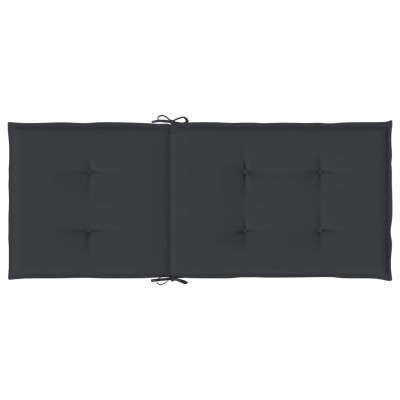 Cojín silla de jardín respaldo alto 6 uds tela negro 120x50x3cm Cojín silla de jardín respaldo alto 6 uds tela negro 120x50x3cm