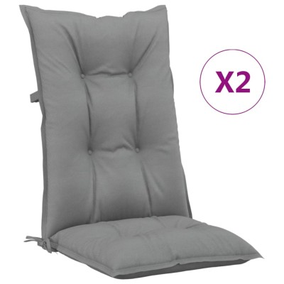 Cojín silla de jardín respaldo alto 2 uds tela gris 120x50x7 cm Cojín silla de jardín respaldo alto 2 uds tela gris 120x50x7 cm