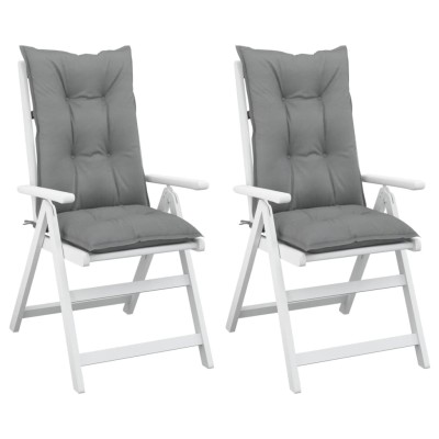 Cojín silla de jardín respaldo alto 2 uds tela gris 120x50x7 cm Cojín silla de jardín respaldo alto 2 uds tela gris 120x50x7 cm