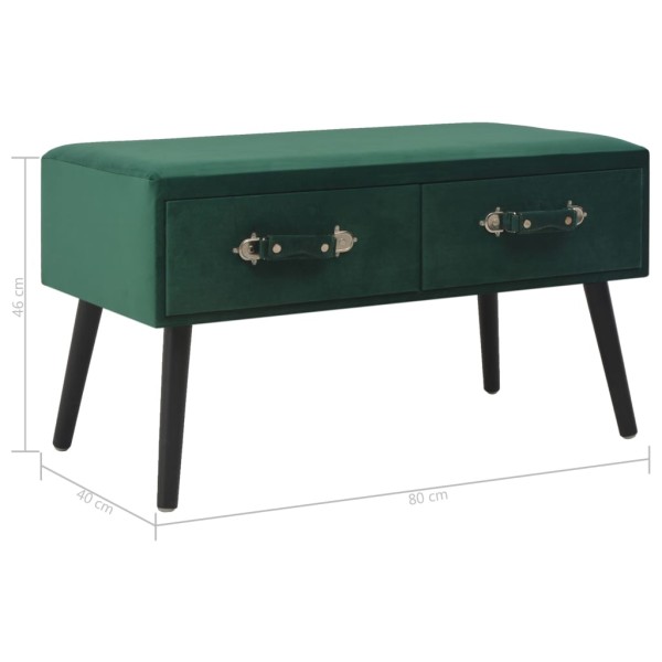 Banco con cajones terciopelo verde 80 cm
