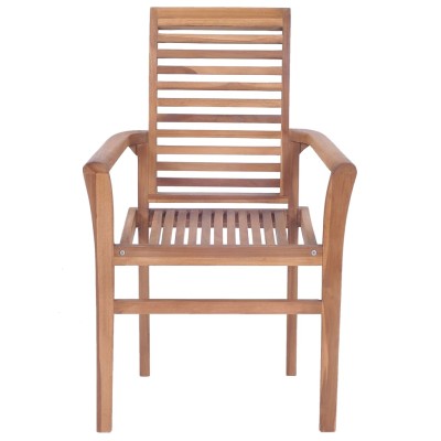 Sillas de comedor 8 unidades madera de teca con cojines negros Sillas de comedor 8 unidades madera de teca con cojines negros