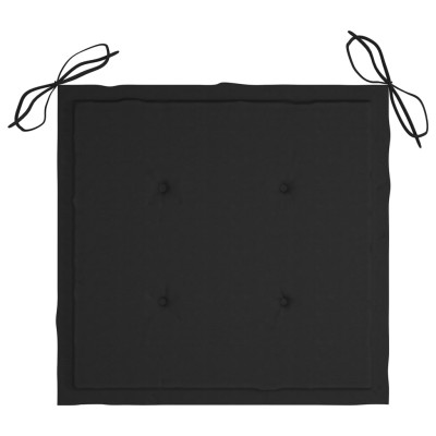 Sillas de comedor 8 unidades madera de teca con cojines negros Sillas de comedor 8 unidades madera de teca con cojines negros