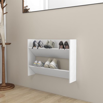 Zapatero de pared madera contrachapada blanco 80x18x60 cm Zapatero de pared madera contrachapada blanco 80x18x60 cm