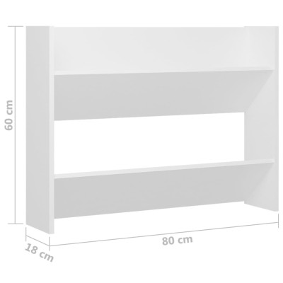 Zapatero de pared madera contrachapada blanco 80x18x60 cm Zapatero de pared madera contrachapada blanco 80x18x60 cm