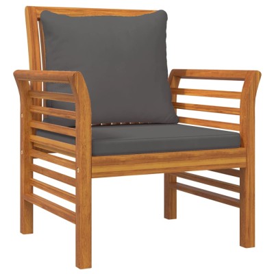 Set de muebles de jardín 4 pzs y cojines madera maciza acacia Set de muebles de jardín 4 pzs y cojines madera maciza acacia