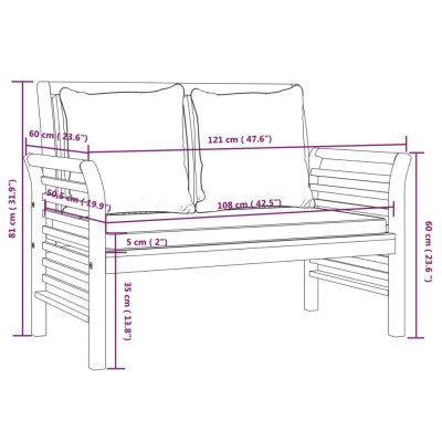 Set de muebles de jardín 4 pzs y cojines madera maciza acacia Set de muebles de jardín 4 pzs y cojines madera maciza acacia