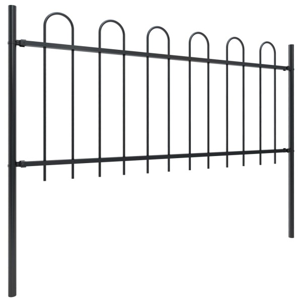 Valla de jardín con puntas de aro acero negro 5,1x0,8 m Valla de jardín con puntas de aro acero negro 5,1x0,8 m