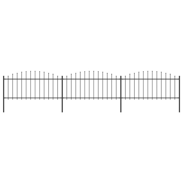 Valla de jardín con puntas de lanza acero negro (0,5-0,75)x5,1m Valla de jardín con puntas de lanza acero negro (0,5-0,75)x5,1m