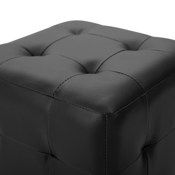 Puf 2 unidades cuero sintético negro 30x30x30 cm Puf 2 unidades cuero sintético negro 30x30x30 cm