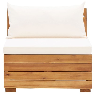 Muebles de jardín 6 pzas y cojines madera acacia blanco crema