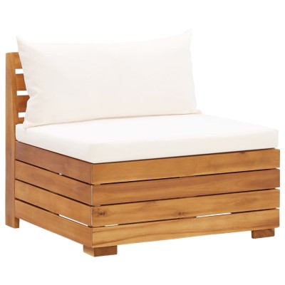 Muebles de jardín 6 pzas y cojines madera acacia blanco crema