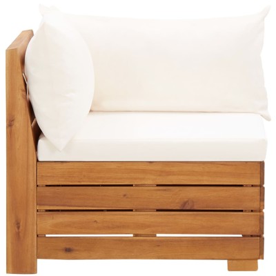 Muebles de jardín 6 pzas y cojines madera acacia blanco crema