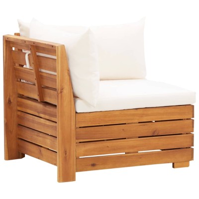 Muebles de jardín 6 pzas y cojines madera acacia blanco crema