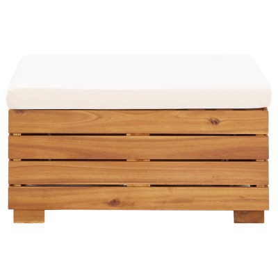 Muebles de jardín 6 pzas y cojines madera acacia blanco crema