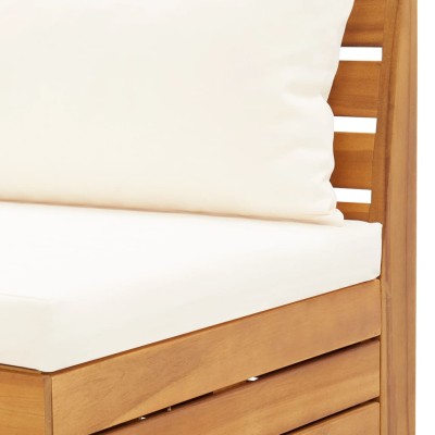 Muebles de jardín 6 pzas y cojines madera acacia blanco crema