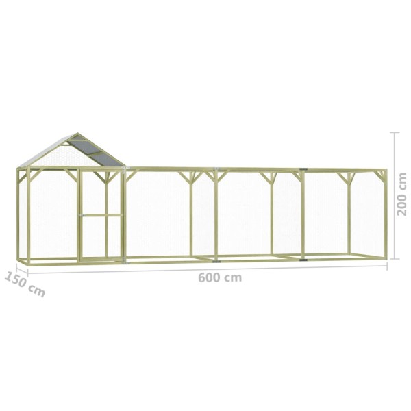 Gallinero de madera de pino impregnada 6x1,5x2 m Gallinero de madera de pino impregnada 6x1,5x2 m