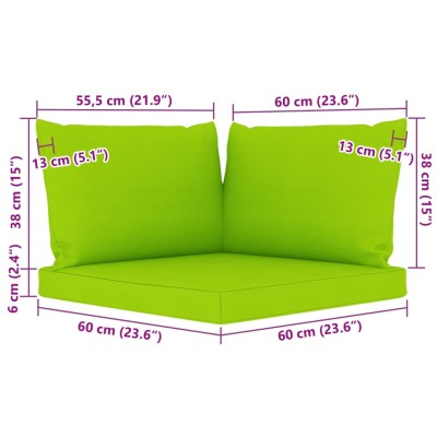 Set de muebles de jardín 6 pzs madera impregnada cojines verde