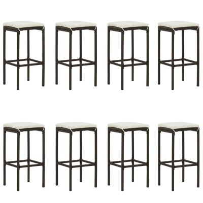 Conjunto de bar para jardín 9 piezas con cojines marrón Conjunto de bar para jardín 9 piezas con cojines marrón