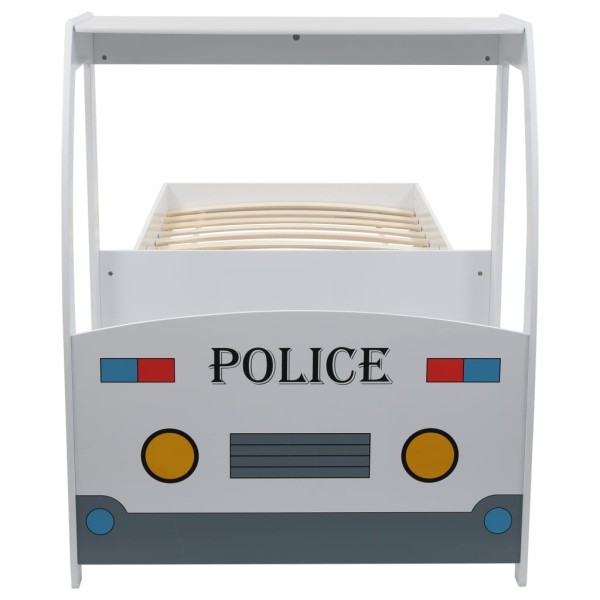 Cama infantil coche de policía colchón viscoelástico 90x200 cm