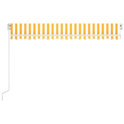 Toldo retráctil manual con LED amarillo y blanco 450x300 cm Toldo retráctil manual con LED amarillo y blanco 450x300 cm