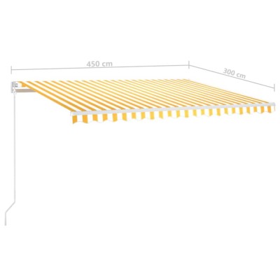 Toldo retráctil manual con LED amarillo y blanco 450x300 cm Toldo retráctil manual con LED amarillo y blanco 450x300 cm