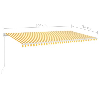 Toldo manual retráctil con LED amarillo y blanco 600x350 m Toldo manual retráctil con LED amarillo y blanco 600x350 m