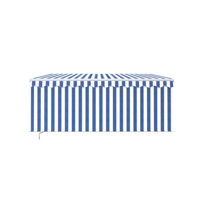Toldo retráctil manual con persiana azul y blanco 3x2,5 m Toldo retráctil manual con persiana azul y blanco 3x2,5 m