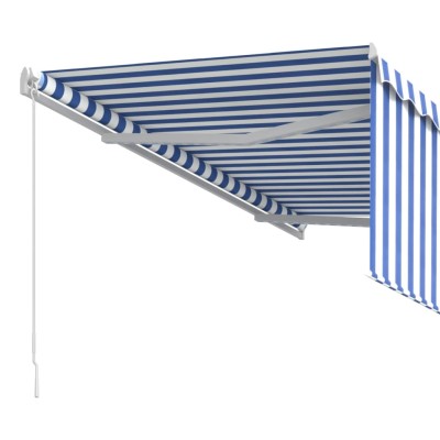Toldo retráctil manual con persiana azul y blanco 3x2,5 m Toldo retráctil manual con persiana azul y blanco 3x2,5 m
