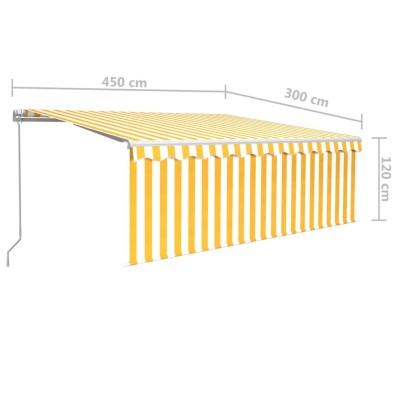Toldo retráctil manual con persiana amarillo y blanco 4,5x3 m Toldo retráctil manual con persiana amarillo y blanco 4,5x3 m