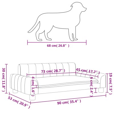 Cama para perros de tela gris taupe 90x53x30 cm Cama para perros de tela gris taupe 90x53x30 cm