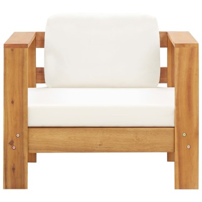 Muebles de jardín 4 pzas con cojines madera maciza acacia crema Muebles de jardín 4 pzas con cojines madera maciza acacia crema