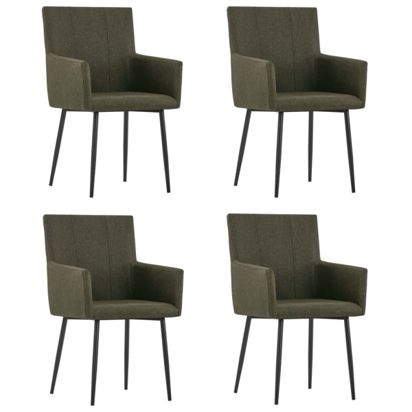 Sillas de comedor con reposabrazos 4 unidades tela marrón Sillas de comedor con reposabrazos 4 unidades tela marrón