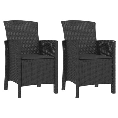 Sillones de jardín 2 uds con cojines ratán PP color grafito Sillones de jardín 2 uds con cojines ratán PP color grafito