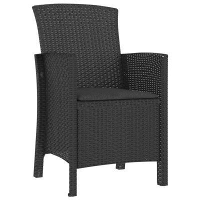 Sillones de jardín 2 uds con cojines ratán PP color grafito Sillones de jardín 2 uds con cojines ratán PP color grafito