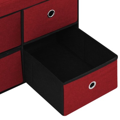 Banco almacenaje plegable lino sintético rojo tinto 76x38x38 cm Banco almacenaje plegable lino sintético rojo tinto 76x38x38 cm