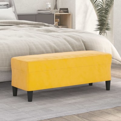 Banco de terciopelo amarillo 100x35x41 cm Banco de terciopelo amarillo 100x35x41 cm