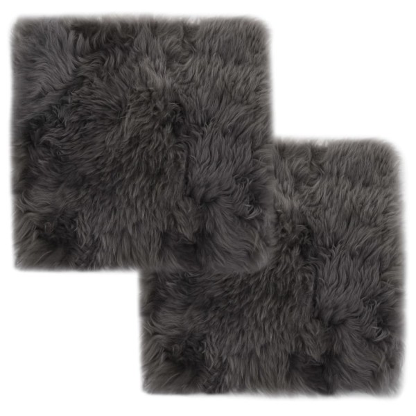 Cojines de silla 2 uds piel de oveja real gris claro 40x40 cm Cojines de silla 2 uds piel de oveja real gris claro 40x40 cm