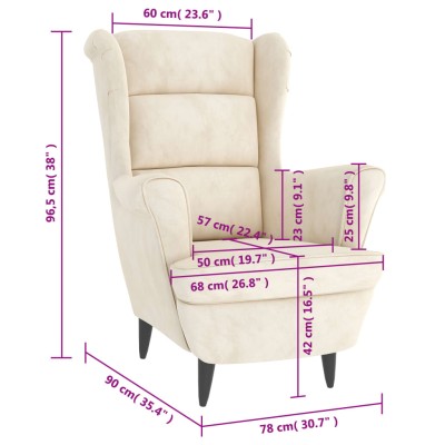 Sillón de terciopelo blanco crema Sillón de terciopelo blanco crema